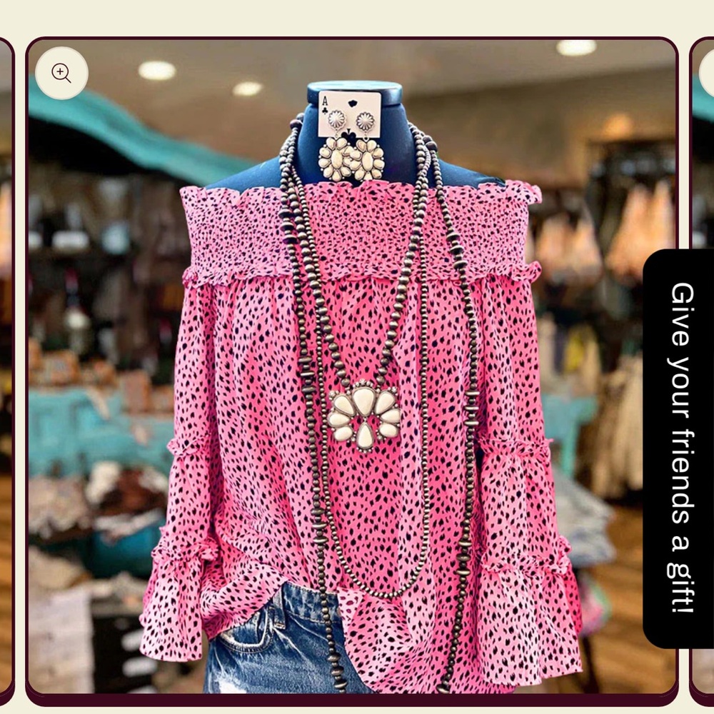 Leopard Smocked Off Shoulder Blouse. Brand new in bag